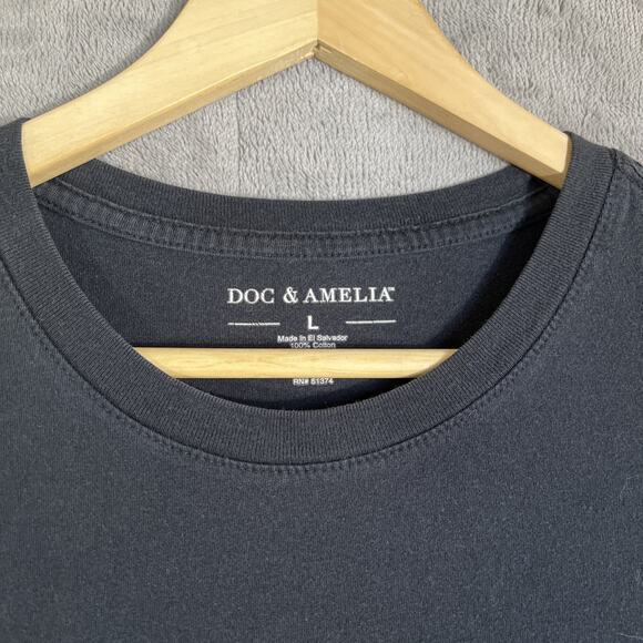 Doc & Amelia Tee Shirt Mens Large Black Embroidered X Logo Basic Cotton Top - Picture 2 of 9